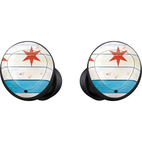Chicago Flag Light Wood Galaxy Buds Skin
