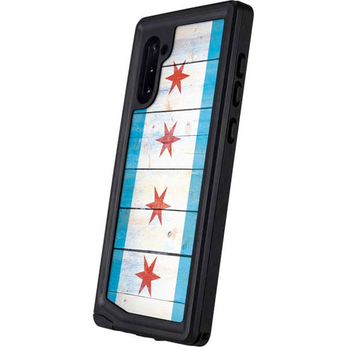 Chicago Flag Light Wood Galaxy Note 10 Waterproof Case