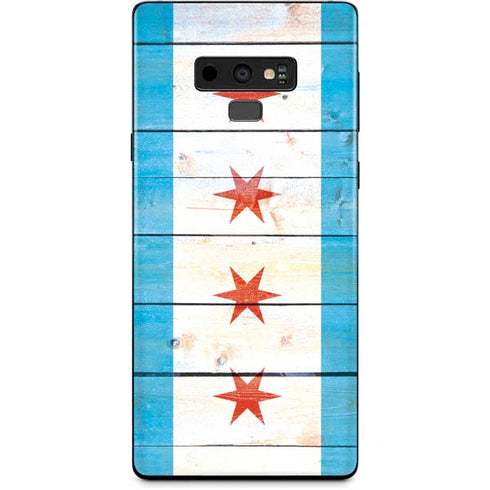 Chicago Flag Light Wood Galaxy Note 9 Skin
