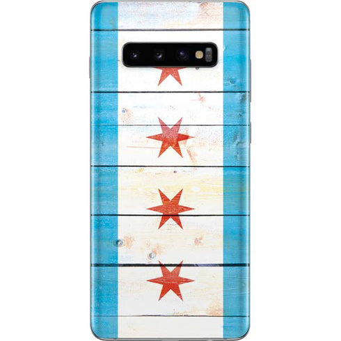 Chicago Flag Light Wood Galaxy S10 Plus Skin