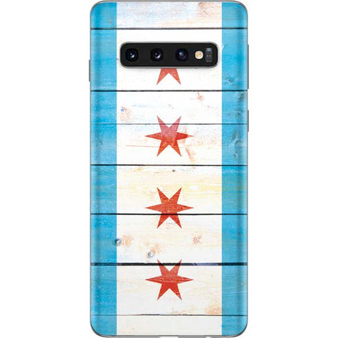 Chicago Flag Light Wood Galaxy S10 Skin