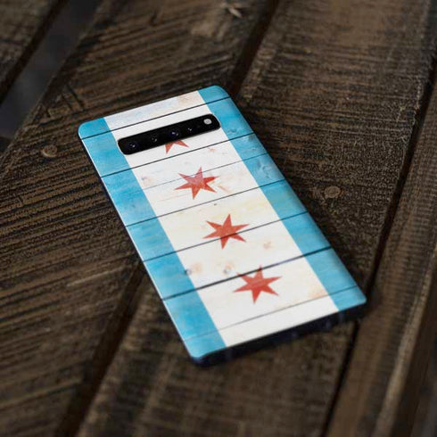 Chicago Flag Light Wood Galaxy S10 Skin