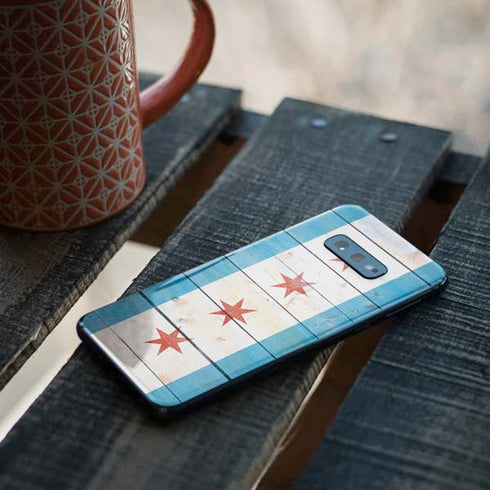 Chicago Flag Light Wood Galaxy S10e Skin