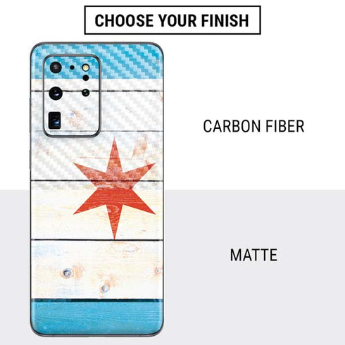 Chicago Flag Light Wood Galaxy S20 Ultra 5G Skin