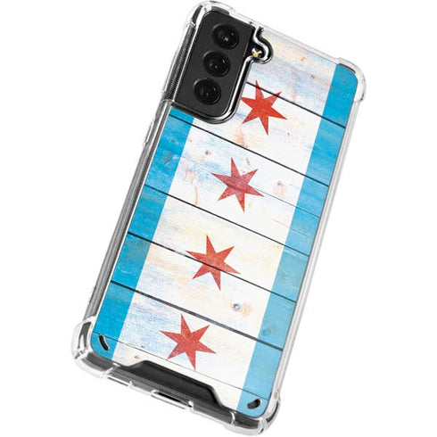 Chicago Flag Light Wood Galaxy S21 5G Clear Case