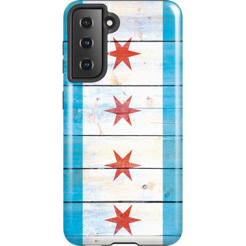 Chicago Flag Light Wood Galaxy S21 5G Pro Case