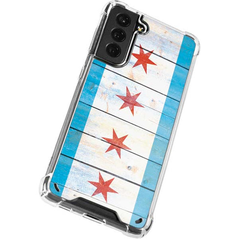 Chicago Flag Light Wood Galaxy S21 Plus 5G Clear Case