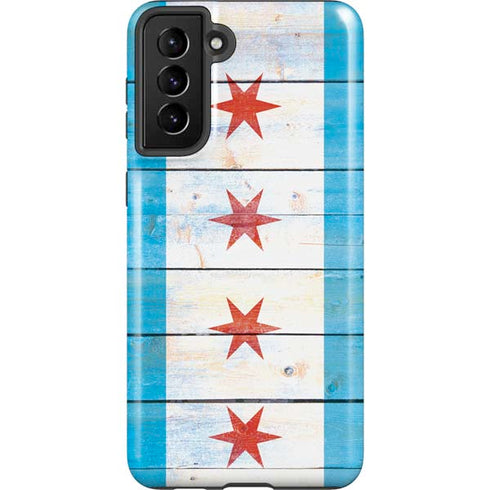 Chicago Flag Light Wood Galaxy S21 Plus 5G Pro Case