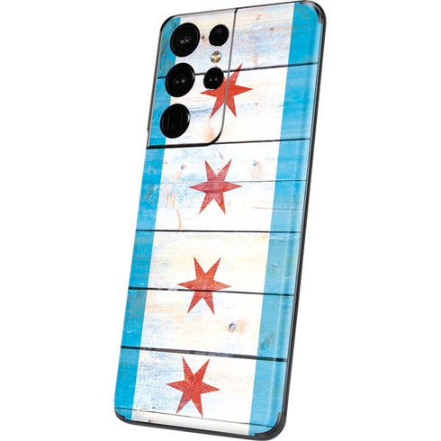 Chicago Flag Light Wood Galaxy S21 Ultra 5G Skin