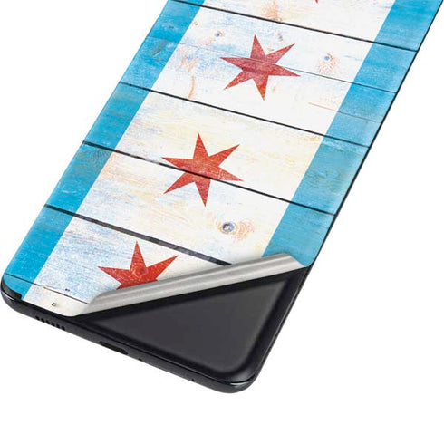 Chicago Flag Light Wood Galaxy S21 Ultra 5G Skin