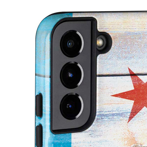 Chicago Flag Light Wood Galaxy S22 Plus Pro Case