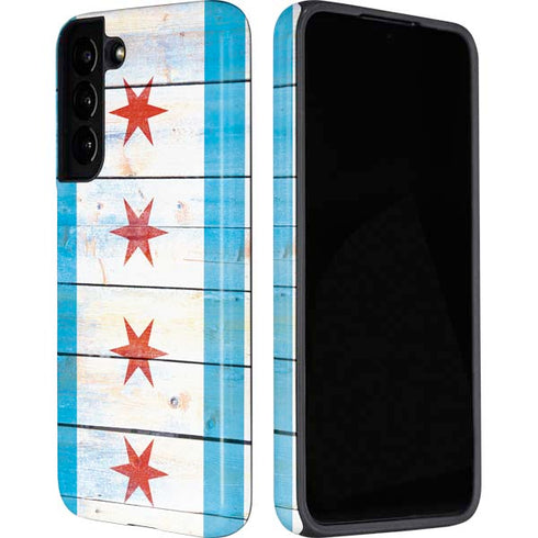Chicago Flag Light Wood Galaxy S22 Plus Pro Case