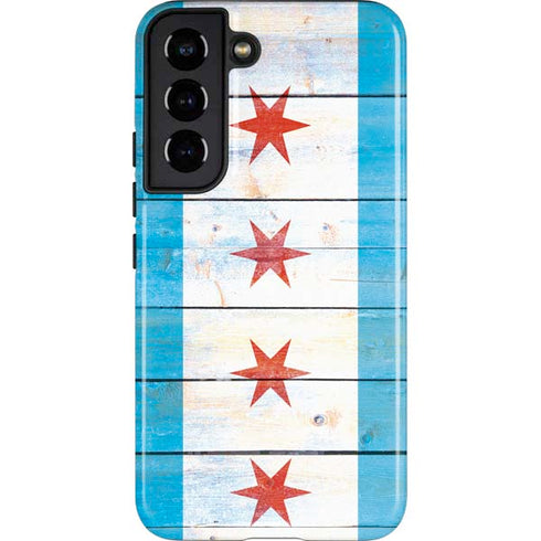 Chicago Flag Light Wood Galaxy S22 Pro Case