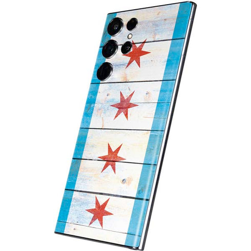 Chicago Flag Light Wood Galaxy S22 Ultra Skin