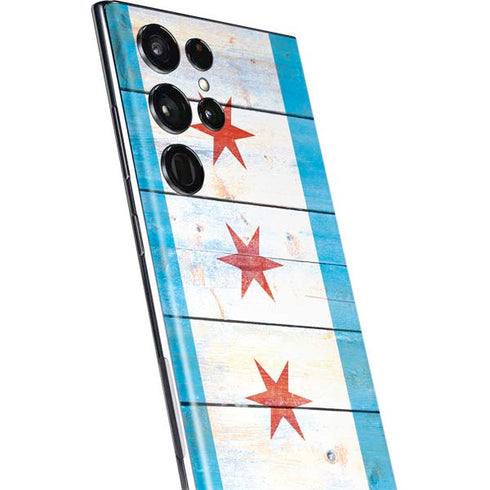 Chicago Flag Light Wood Galaxy S22 Ultra Skin