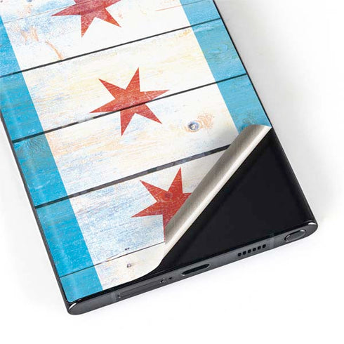 Chicago Flag Light Wood Galaxy S22 Ultra Skin