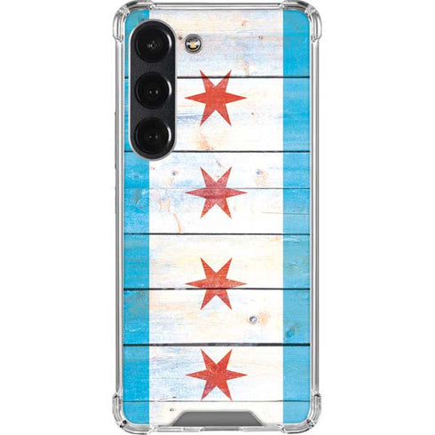 Chicago Flag Light Wood Galaxy S23 Clear Case