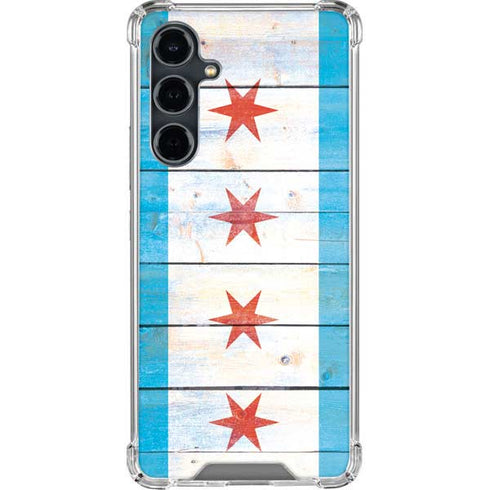 Chicago Flag Light Wood Galaxy S23 FE Clear Case