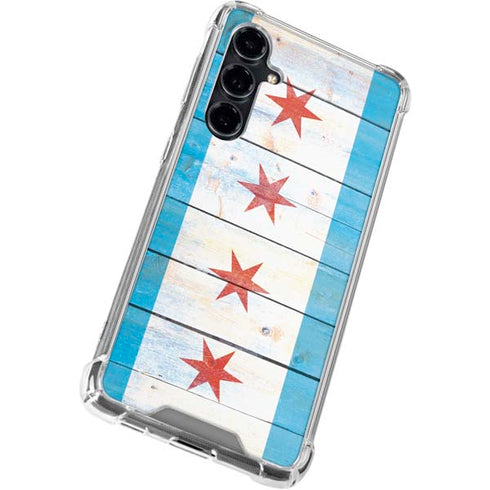 Chicago Flag Light Wood Galaxy S23 FE Clear Case