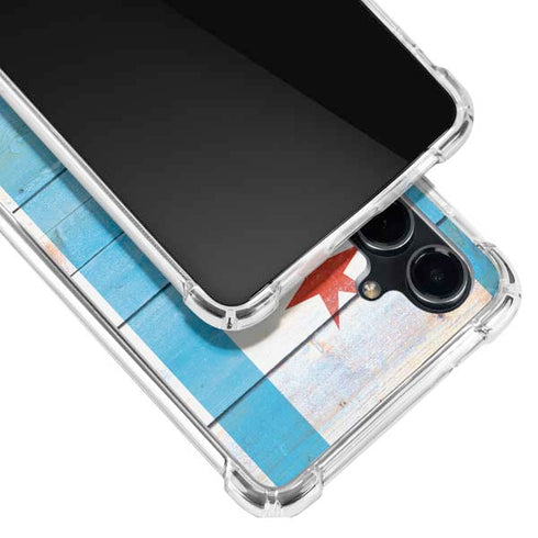 Chicago Flag Light Wood Galaxy S23 FE Clear Case
