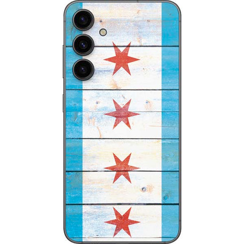 Chicago Flag Light Wood Galaxy S23 FE Skin