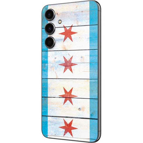 Chicago Flag Light Wood Galaxy S23 FE Skin