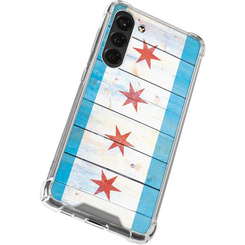 Chicago Flag Light Wood Galaxy S23 Plus Clear Case