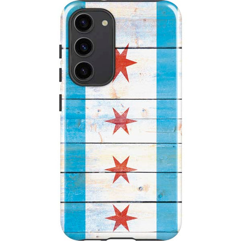 Chicago Flag Light Wood Galaxy S23 Plus Pro Case