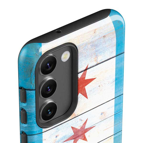 Chicago Flag Light Wood Galaxy S23 Plus Pro Case