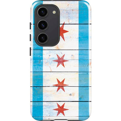 Chicago Flag Light Wood Galaxy S23 Pro Case