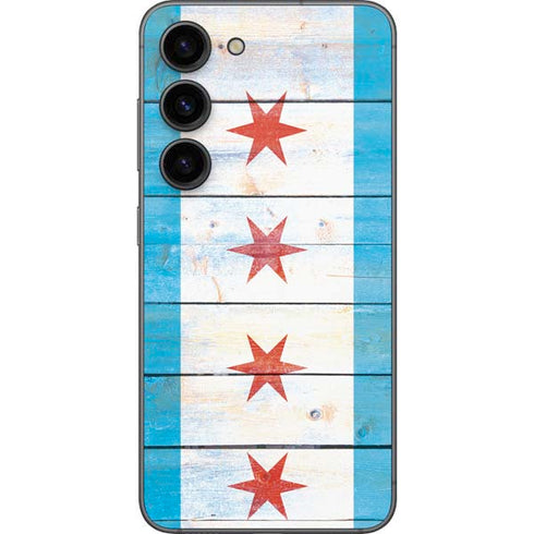 Chicago Flag Light Wood Galaxy S23 Skin