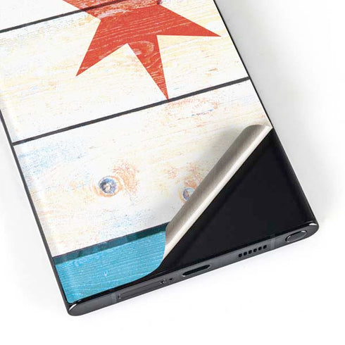 Chicago Flag Light Wood Galaxy S23 Ultra Skin