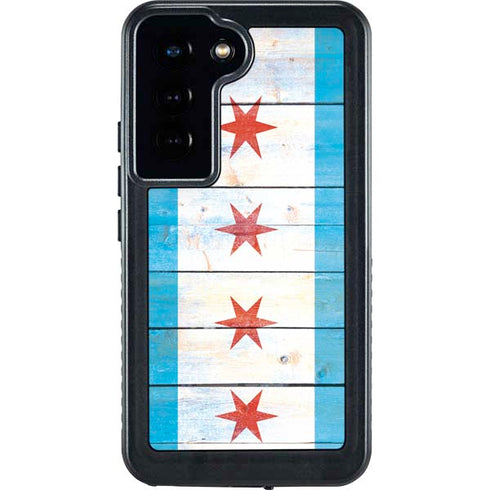 Chicago Flag Light Wood Galaxy S23 Waterproof Case