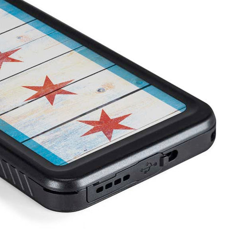 Chicago Flag Light Wood Galaxy S23 Waterproof Case