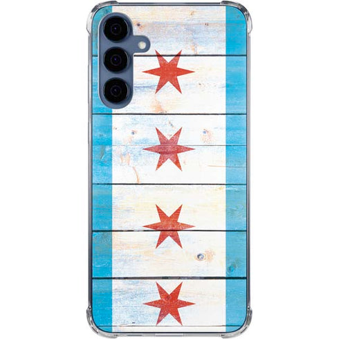 Chicago Flag Light Wood Galaxy S24 Clear Case