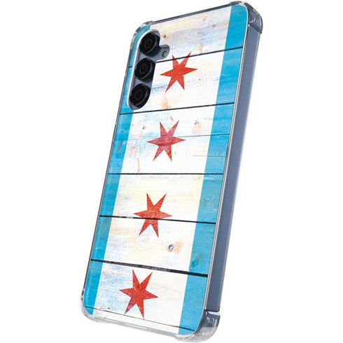 Chicago Flag Light Wood Galaxy S24 Clear Case