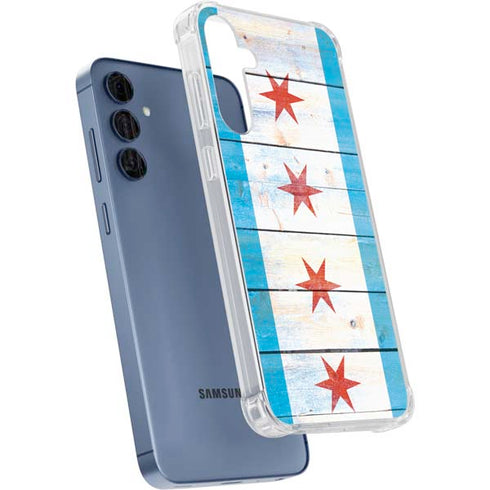 Chicago Flag Light Wood Galaxy S24 Clear Case