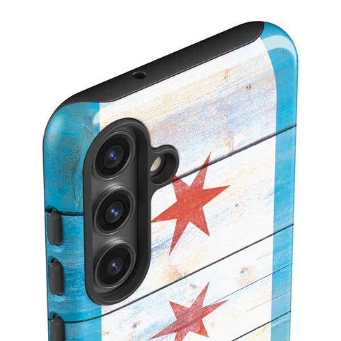 Chicago Flag Light Wood Galaxy S24 Impact Case