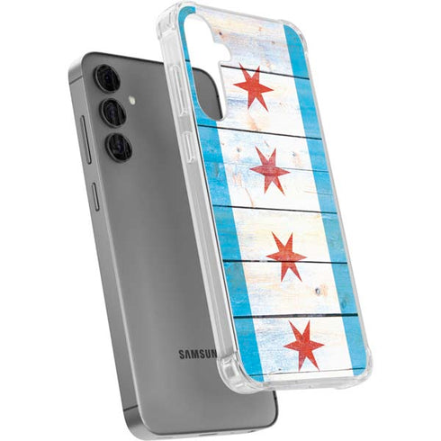 Chicago Flag Light Wood Galaxy S24 Plus Clear Case