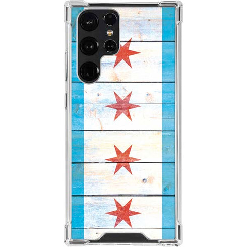 Chicago Flag Light Wood Galaxy S24 Ultra Clear Case