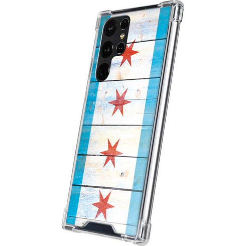 Chicago Flag Light Wood Galaxy S24 Ultra Clear Case