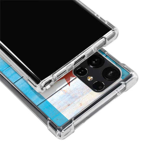 Chicago Flag Light Wood Galaxy S24 Ultra Clear Case