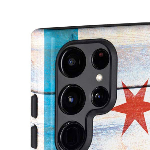 Chicago Flag Light Wood Galaxy S24 Ultra Impact Case
