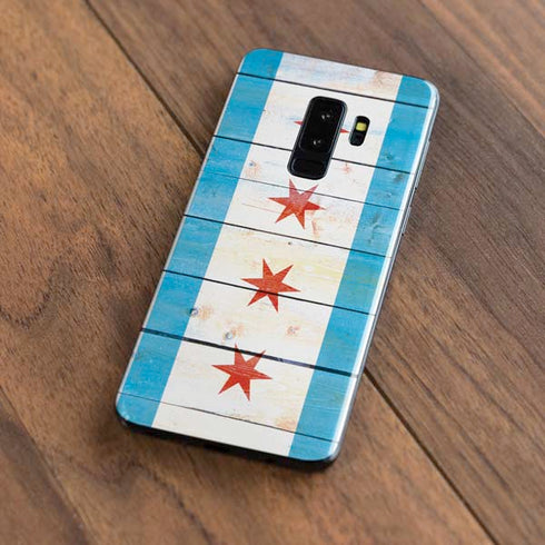 Chicago Flag Light Wood Galaxy S9 Plus Skin