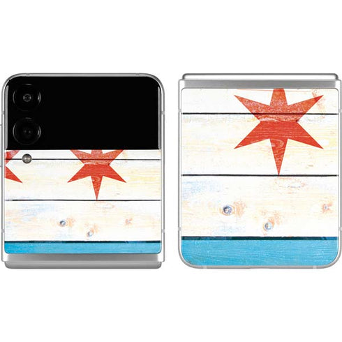Chicago Flag Light Wood Galaxy Z Flip4 5G Skin