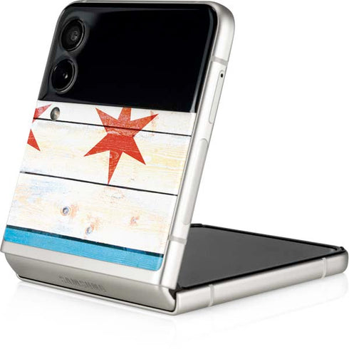 Chicago Flag Light Wood Galaxy Z Flip4 5G Skin