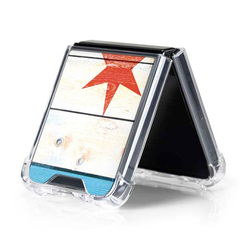 Chicago Flag Light Wood Galaxy Z Flip5 5G Clear Case