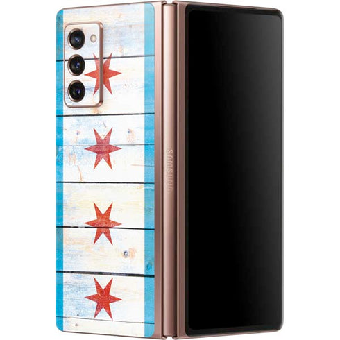 Chicago Flag Light Wood Galaxy Z Fold2 5G Skin