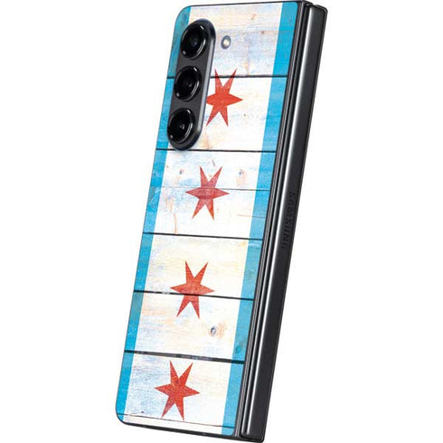 Chicago Flag Light Wood Galaxy Z Fold5 5G Skin