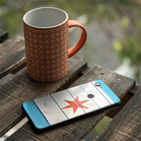 Chicago Flag Light Wood Google Pixel 3a Skin